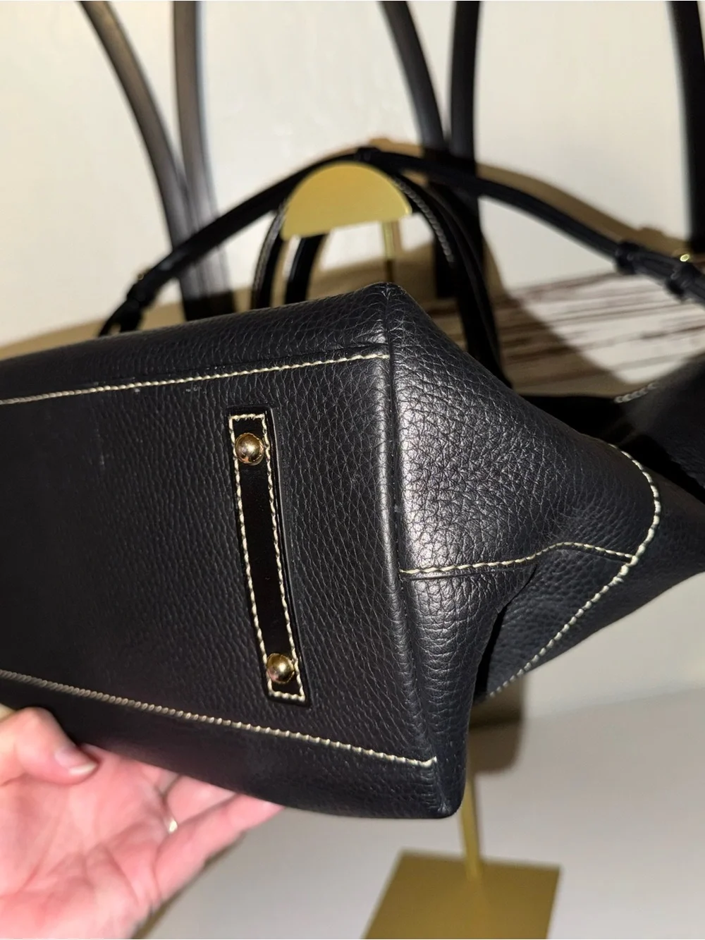 Dooney & Bourke Italian Black Pebbled Leather Chelsea Shopper Tote Bag - EUC